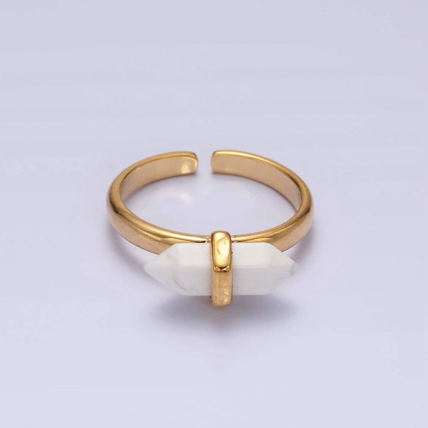 14K Gold Filled Natural Gemstone Pointed Wand Ring