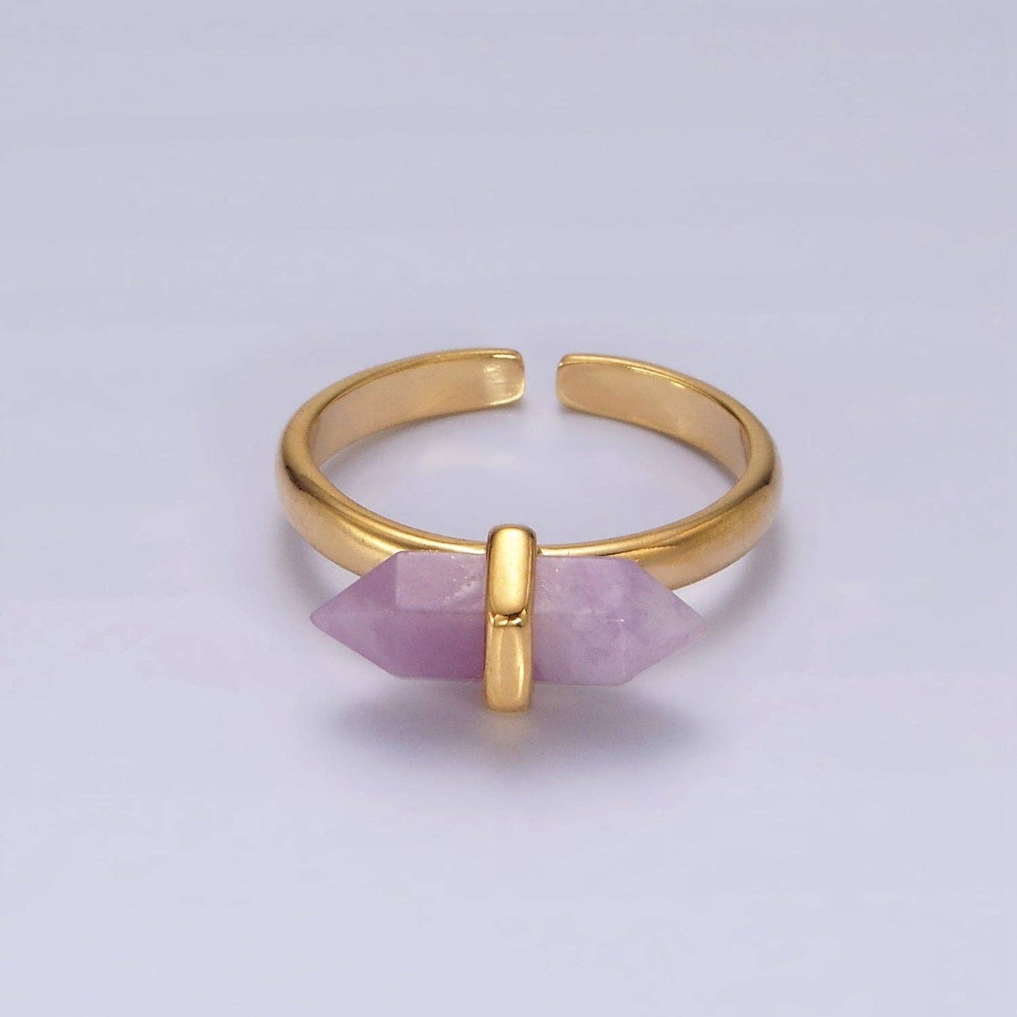 14K Gold Filled Natural Gemstone Pointed Wand Ring