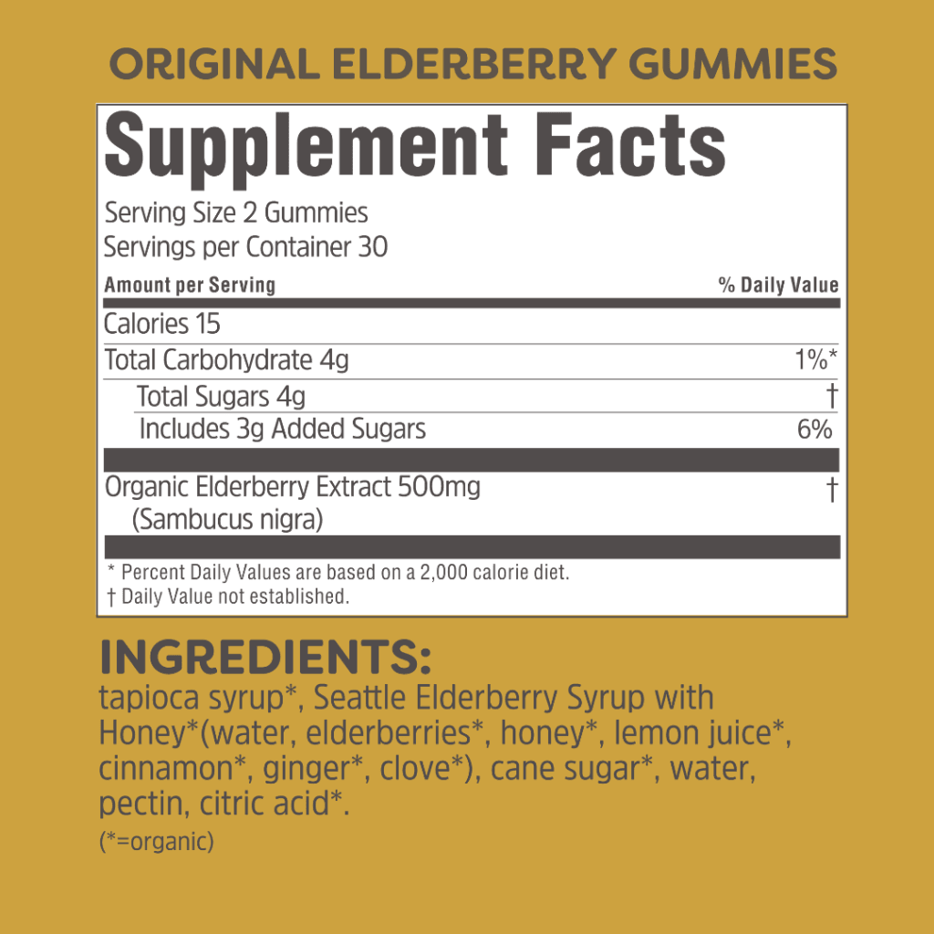 Organic Elderberry Gummies: 60ct. Bottle
