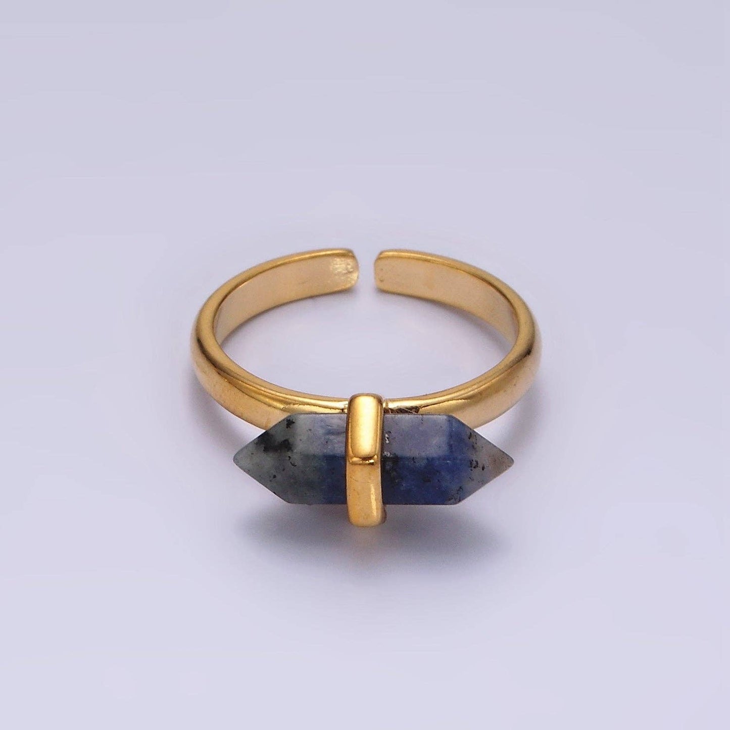 14K Gold Filled Natural Gemstone Pointed Wand Ring