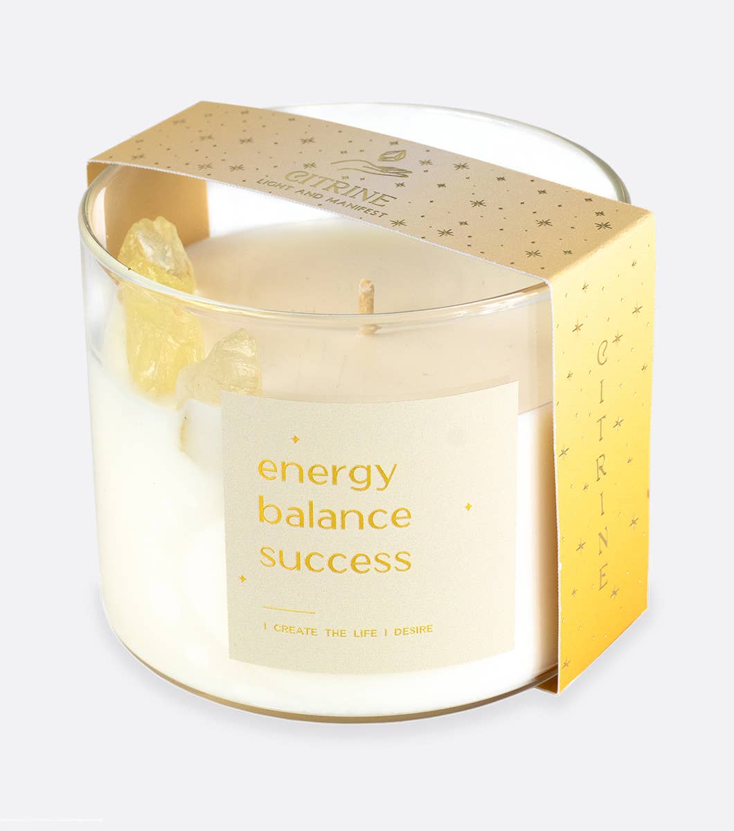 Citrine Serene Crystal Glass Candle