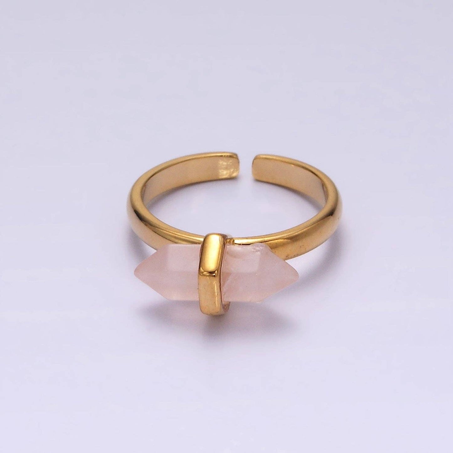 14K Gold Filled Natural Gemstone Pointed Wand Ring