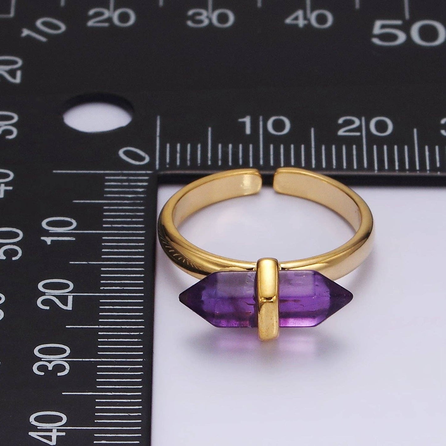 14K Gold Filled Natural Gemstone Pointed Wand Ring