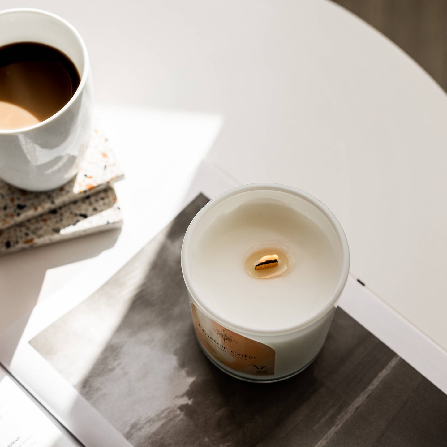 Hipster Cafe | masculine coffee shop scent wood wick candle