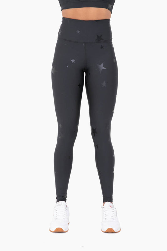 Baby, you’re a Star Black Star Foil High-Waisted Leggings