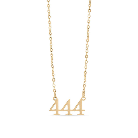 18K Gold PVD Stainless Steel Angel Number Necklace: Gold / 444