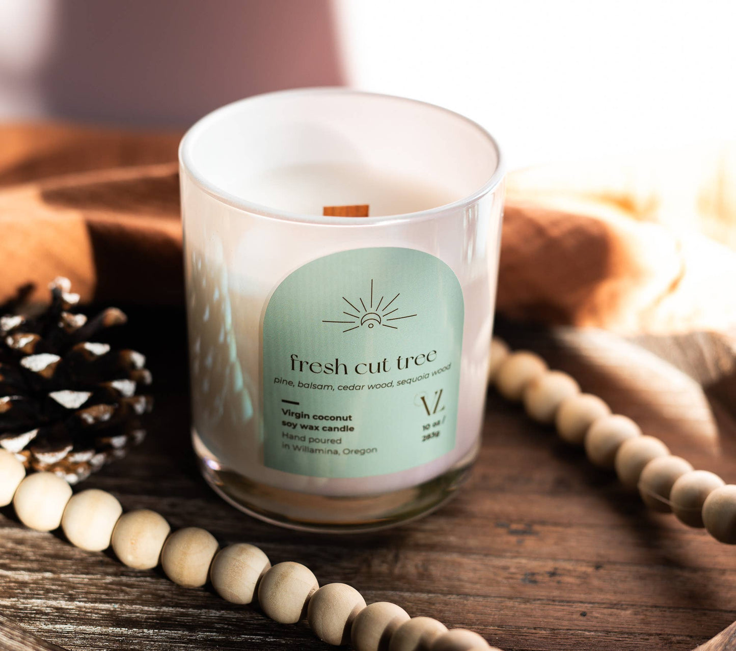 Fresh Cut Tree coconut soy wax | Fall Wood wick Candle