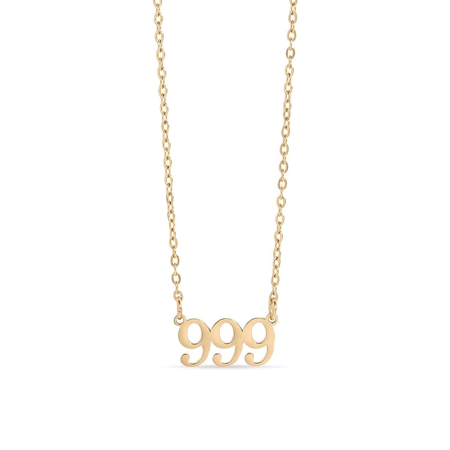 18K Gold PVD Stainless Steel Angel Number Necklace: Gold / 999