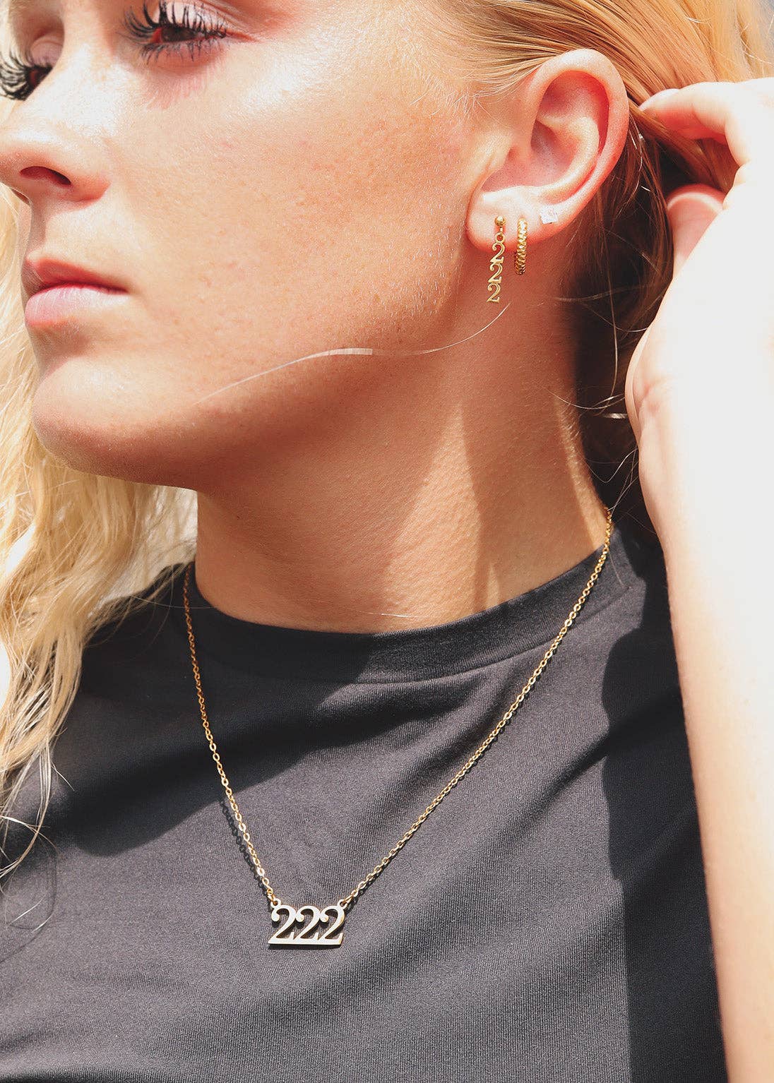 18K Gold PVD Stainless Steel Angel Number Necklace: Gold / 444