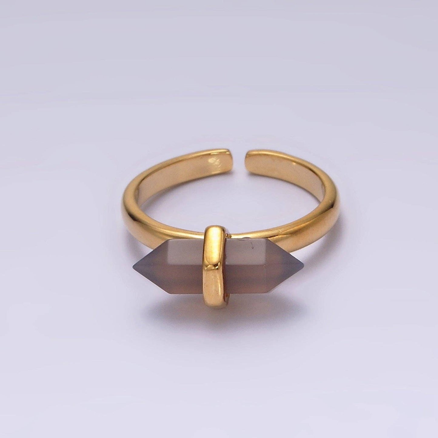 14K Gold Filled Natural Gemstone Pointed Wand Ring