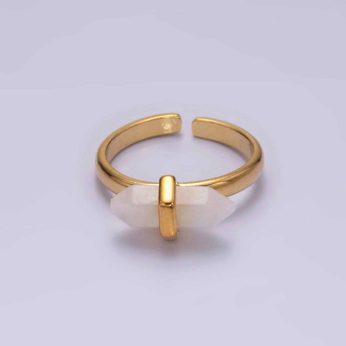 14K Gold Filled Natural Gemstone Pointed Wand Ring