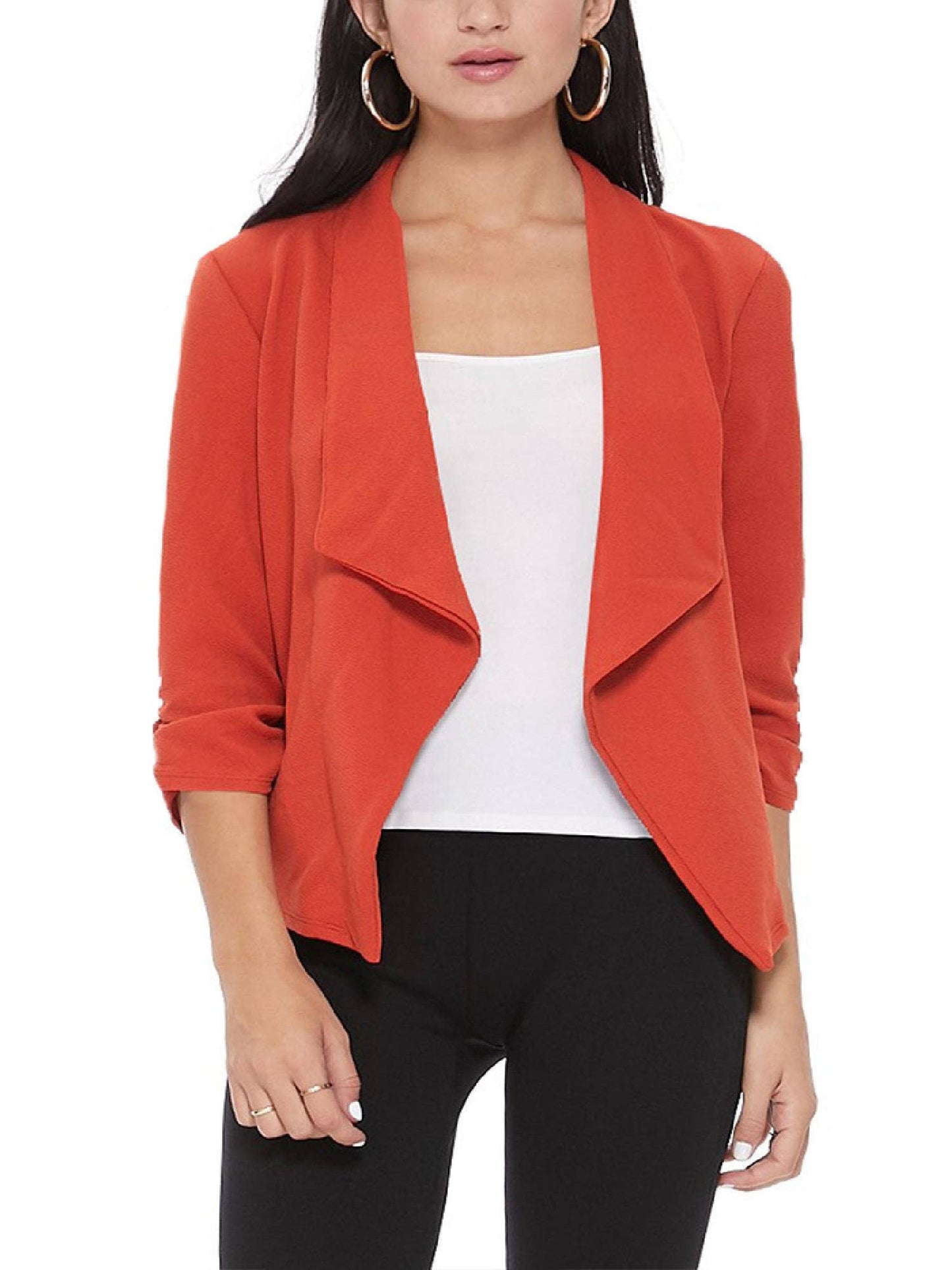Falling for you Casual Open Front Slim Fit Draped Solid Blazer Jacket