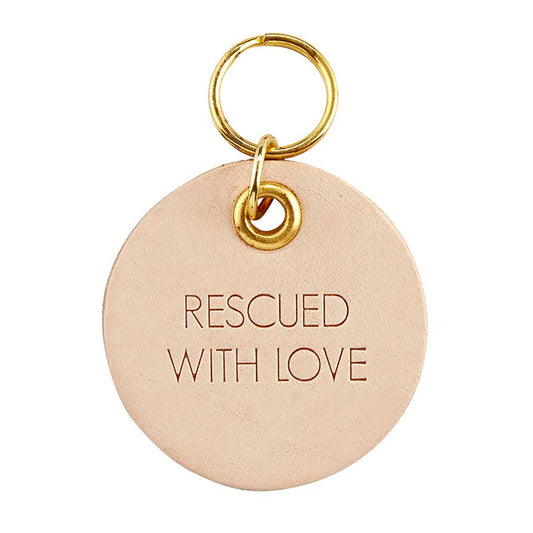 Rescued With Love Leather Tag