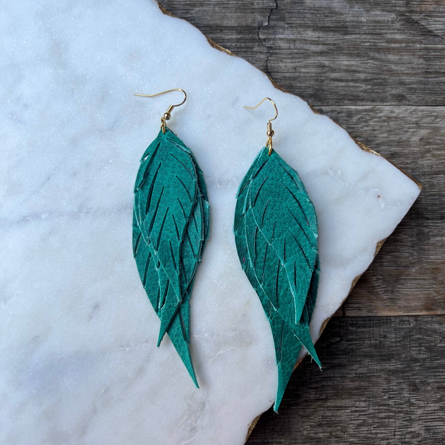 Wings of an Angel - Jade - Leather Earrings