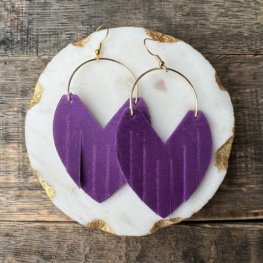 Glam Hoops - Violet - Leather Earrings