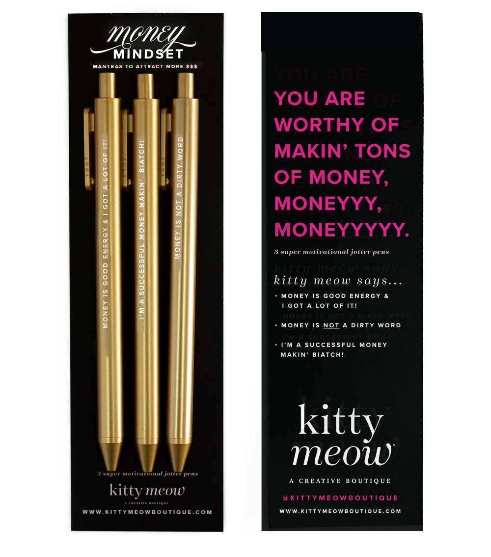 Money Mindset Pen Set - Gold Jotter Pens, Teacher Gift Idea