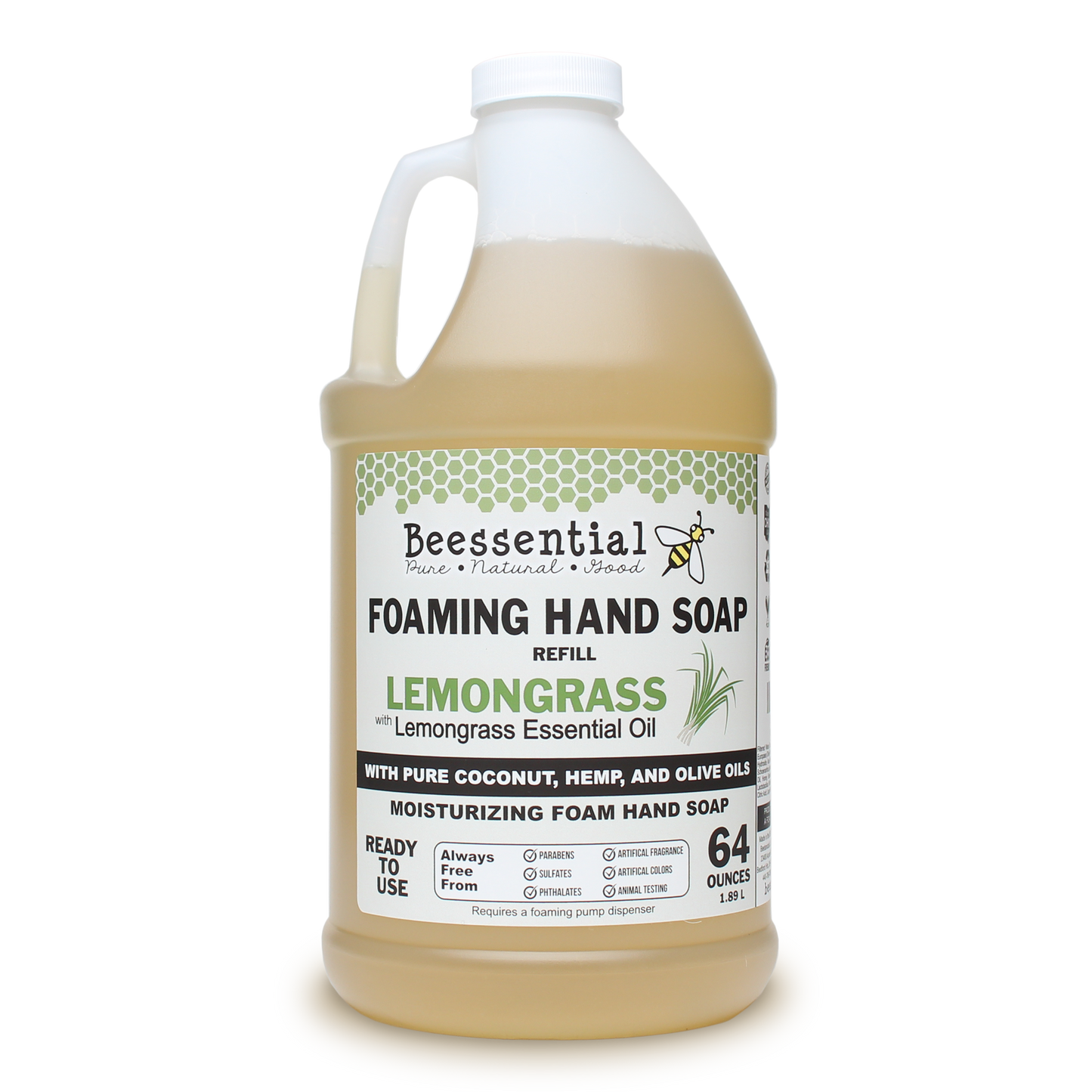 Beessential Lemongrass Foaming Hand Soap 64oz Refill